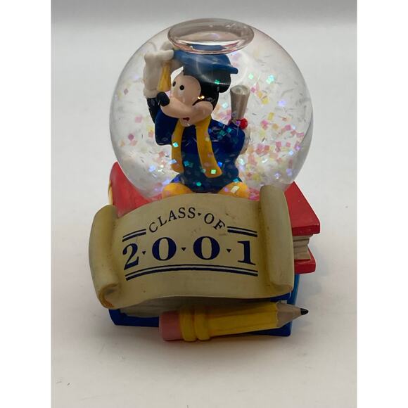 Vintage Disney Mickey Mouse Snow Globe Class of 2001 Cap Gown  2.75 Inch Tall - Picture 3 of 9